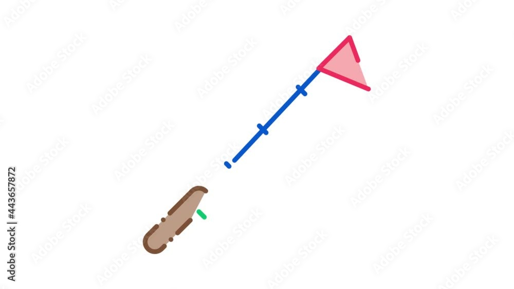Poster pointing flag icon animation. color pointing flag animated icon on white background