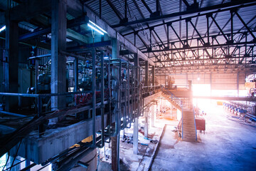 Factory platform in cassava starch factory. Countryside industrial