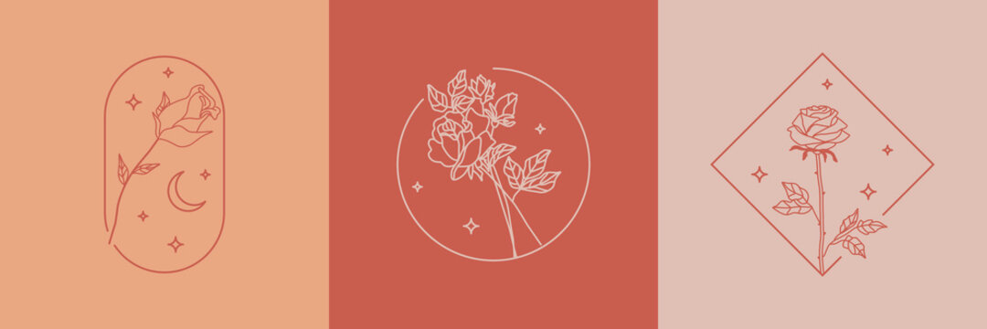 abstract minimalist rose flower logo design