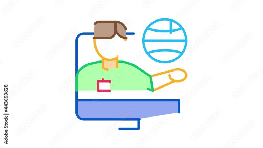 Poster online computer guide icon animation. color online computer guide animated icon on white background