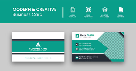 Double-Sided Modern & Creative Business Card Template Design, With Colorful, In Vector File Easy Editable 