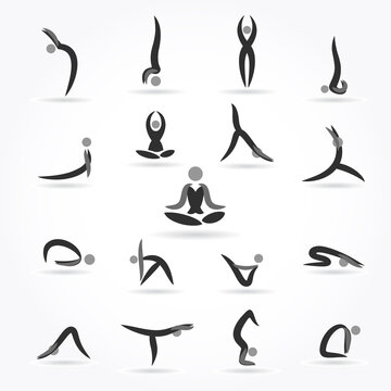 Yoga logo and icon. Yoga meditation figure pose. Vector illustration