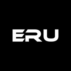 ERU letter logo design with black background in illustrator, vector logo modern alphabet font overlap style. calligraphy designs for logo, Poster, Invitation, etc.