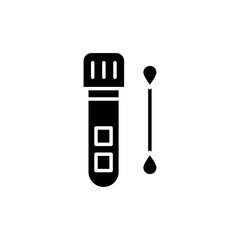 Laboratory tube with saliva test line icon. Isolated vector element.