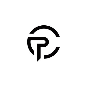 c p cp pc initial logo design vector template