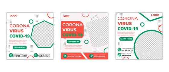 Corona Virus Social Media Templates, Covid-19 Social Media Post Template, Social Media Design
