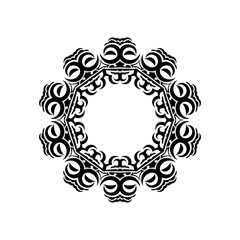 Vintage mandala black white round ornament for design