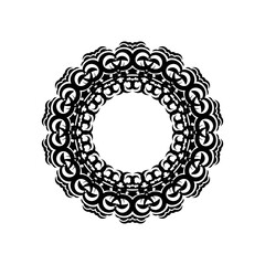 Vintage mandala black white round ornament for design