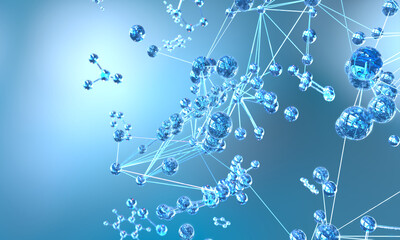 Science images simulate DNA Molecules and atoms or Nucleus. 3D illustration.