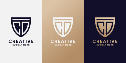 Symbol of shield logo design initial letter CD with creative modern concept. Logo design template for business company and personal