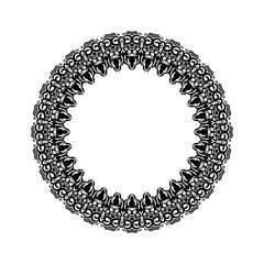 Indian mandala black and white. Circular ornament. Vector illustration.