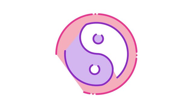 Yin Yang Icon Animation. color Yin Yang animated icon on white background