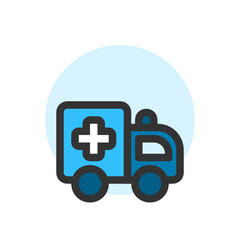 Ambulance car , Hospital filled outline icon.