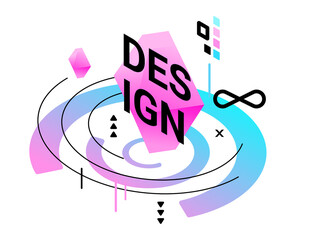 Vector color business abstract illustration with word design