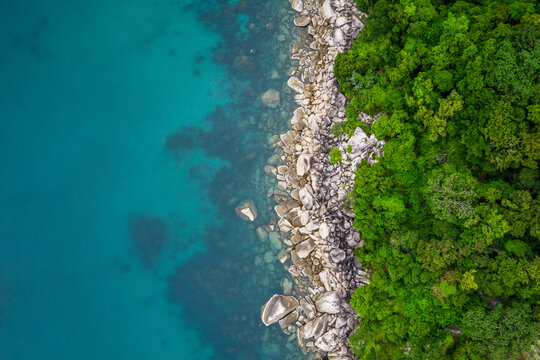 Birdseye View Of Coastal Patterns No People With Copy Space