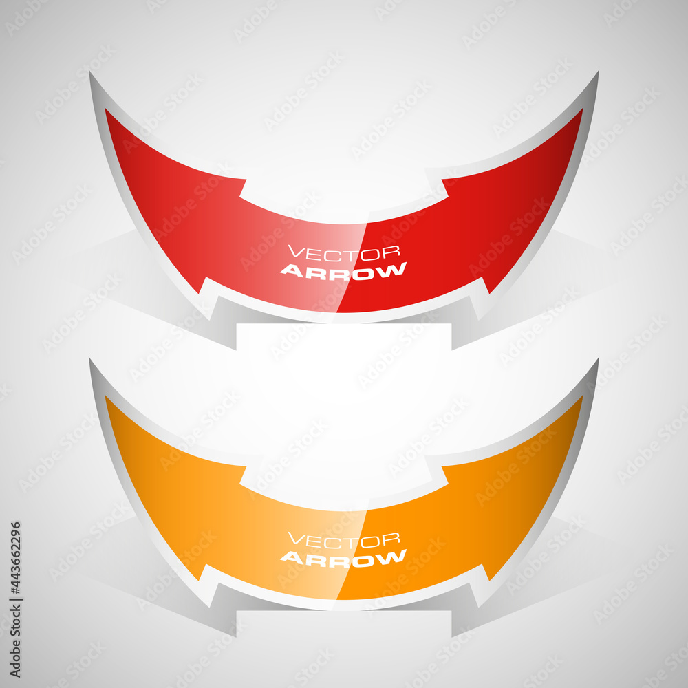 Poster Vector Arrow banners set. Direct shape. 3d Abstract Background. Business infographic presentation diagram. Section compare service. Up and down trend. Paper index. Exact pointer