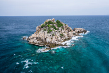 Shark Island Dive Site, Koh Tao Thailand Ko Tao Thai Beach drone aerial uav with copy space