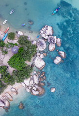 Birdseye view of Coastal Patterns no people with copy space, Koh Tao, Thailand, South East Asia