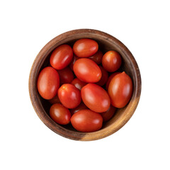 Cherry tomatoes on a bowl isolated over white background
