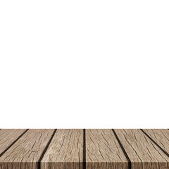 wooden floor and wooden table on white background.