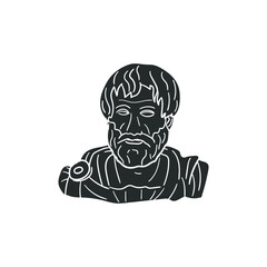 Aristotle Historic People Icon Silhouette Illustration. Greek Philosphy Vector Graphic Pictogram Symbol Clip Art. Doodle Sketch Black Sign.