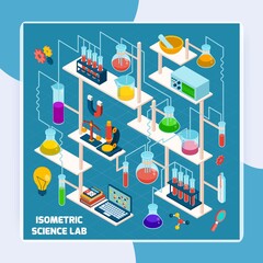 Isometric Science Lab vector design illustration