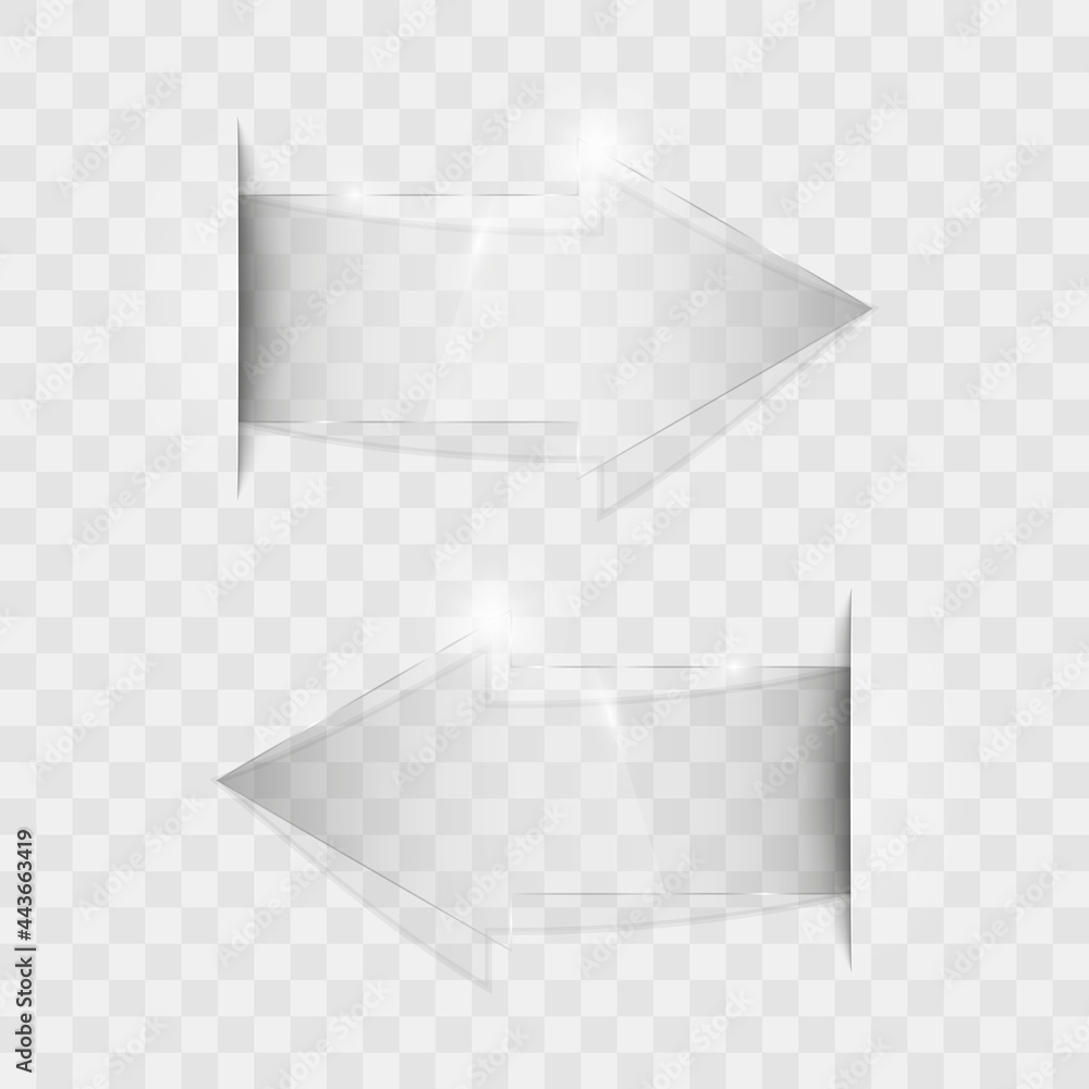 Poster transparent arrow banners set. direct glassy shape. abstract arrows background. business infographic