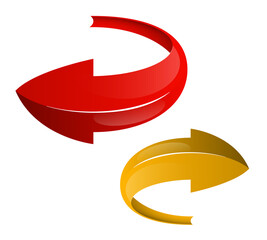 Circle arrow ribbon button. Direction round banner shape. Trend arrow stripe form flat icon. Index location button. Pointer position. simple arrows