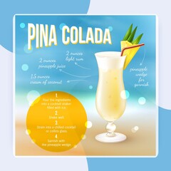Cocktail Recipe Poster vector design illustration