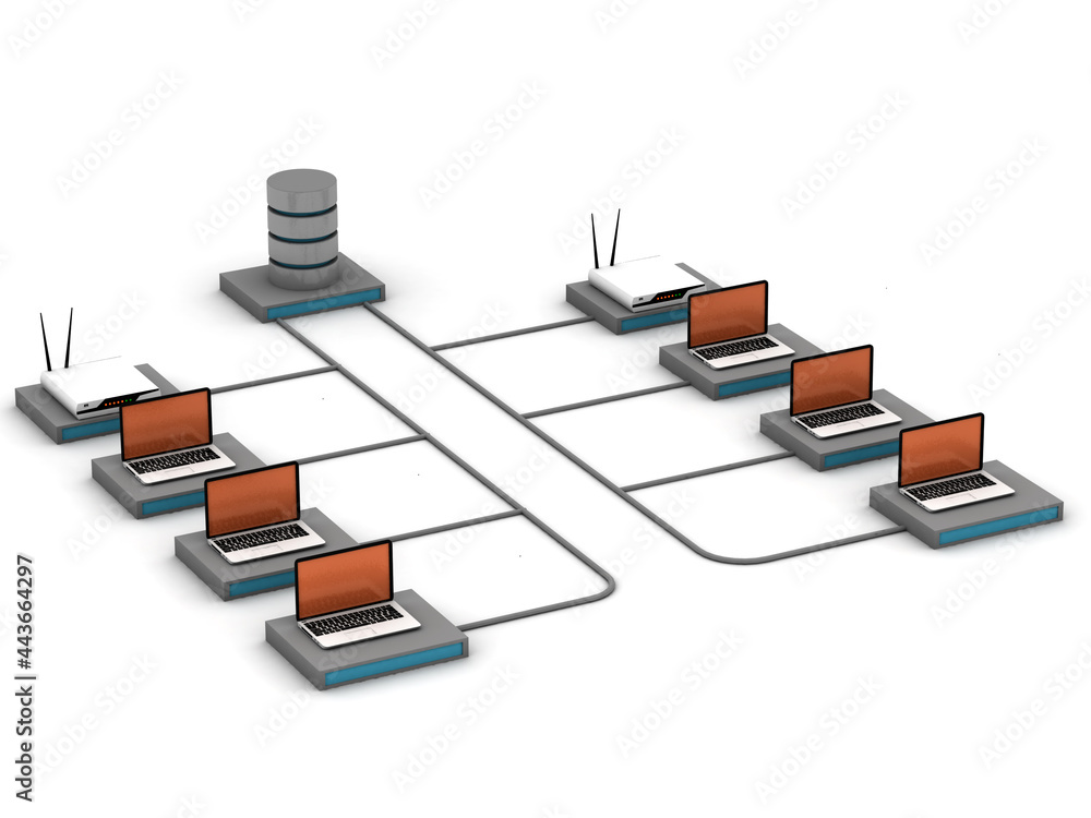 Poster internet devices. global communication technology. 3d render
