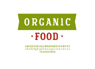 Original slab serif font, trendy alphabet, uppercase and lowercase letters from A to Z and numbers from 0 to 9, vector illustration 10EPS