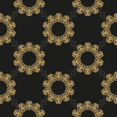 Chinese black and yellow abstract seamless vector background. Wallpaper in a vintage style template. Indian floral element. Graphic ornament for wallpaper, packaging, wrapping.