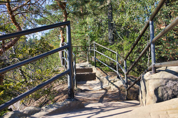 Klettersteige im Elbsandsteingebirge, Sächsische Schweiz Wanderweg, Weg, Sachsen, Deutschland	