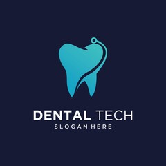 Dental technology logo dental technology logo design concept vector, dental logo design template with luxurious gradient color