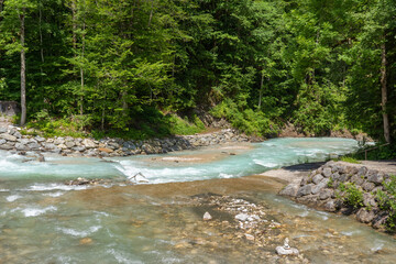 The merging of the Ferchenbach and the Partnach near Garmisch-Partenkirchen in Bavaria