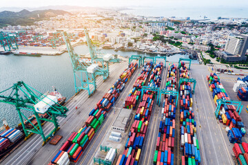 erial photography of container terminal