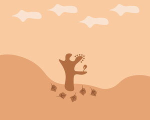 Background of flat autumn landscape