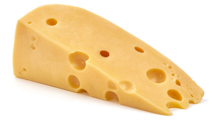 Maasdam cheese, isolated on white background.