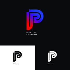 Minimal unique type P letter logo. P font logo. P icon.