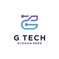 Logo technology letter initial g design logo with color combination 