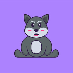 Cute fox is sitting. Animal cartoon concept isolated. Can used for t-shirt, greeting card, invitation card or mascot. Flat Cartoon Style