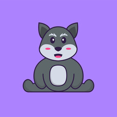 Fototapeta premium Cute fox is sitting. Animal cartoon concept isolated. Can used for t-shirt, greeting card, invitation card or mascot. Flat Cartoon Style