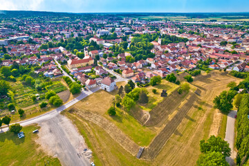 Town of Koprivnica city center aerial view