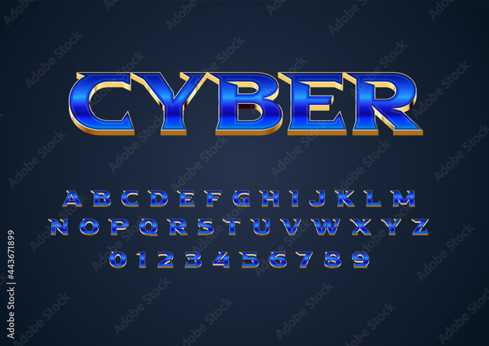 Poster futuristic techno style text effect. custom font alphabet and number