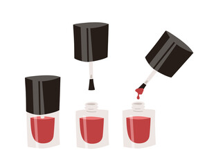 Hand Drawn Cartoon Fashion Illustration Manicure Tools Nail Polish. Vector Set Drawing Beauty Products. Art Work Collection Decorative Cosmetics