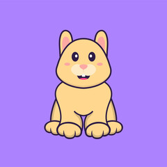 Fototapeta premium Cute rabbit is sitting. Animal cartoon concept isolated. Can used for t-shirt, greeting card, invitation card or mascot. Flat Cartoon Style