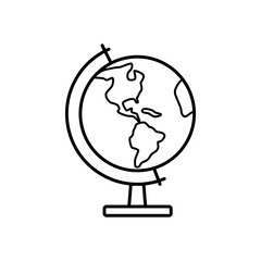 School globe for geography lessons. Simple vector image of school, university and education. Back to school. Logo for day of knowledge, day of geographer. Flat illustration