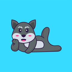 Cute fox lying down. Animal cartoon concept isolated. Can used for t-shirt, greeting card, invitation card or mascot. Flat Cartoon Style