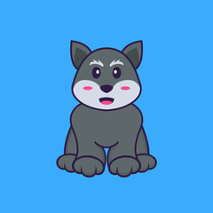 Cute fox is sitting. Animal cartoon concept isolated. Can used for t-shirt, greeting card, invitation card or mascot. Flat Cartoon Style
