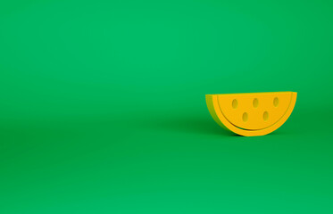 Orange Watermelon icon isolated on green background. Minimalism concept. 3d illustration 3D render